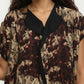 Abstract Print Maxi Kaftan Dress with Contrast Trim and Relaxed Flowy Silhouette