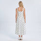 Polka Dot Square Neck Fit and Flare Midi Dress