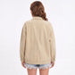 Oversized Denim Jacket Button Front Long Sleeve Jean Jacket With Patch Pockets