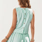 Sleeveless Striped Two Piece Set Crop Top and Midi Skirt with Back Button Detail Flowy High Waist Set