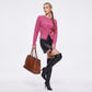 Cable Knit Crewneck Sweater with Front Zipper