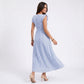 Striped Button Front Flutter Sleeve Midi Dress