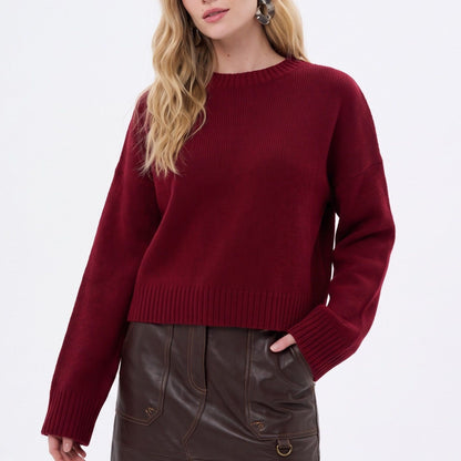 Relaxed Fit Crew Neck Pullover Sweater