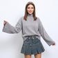 Turtleneck Bell Sleeve Relaxed Fit Knit Sweater