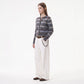 Geometric Pattern Button Front Knit Cardigan Sweater