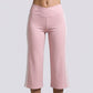 Crossover Waistband Side-Stripe Cropped Wide-Leg Trousers