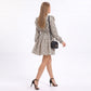 Floral Print Mini Dress Ruffle Neck Long Sleeve Tiered A Line Dress