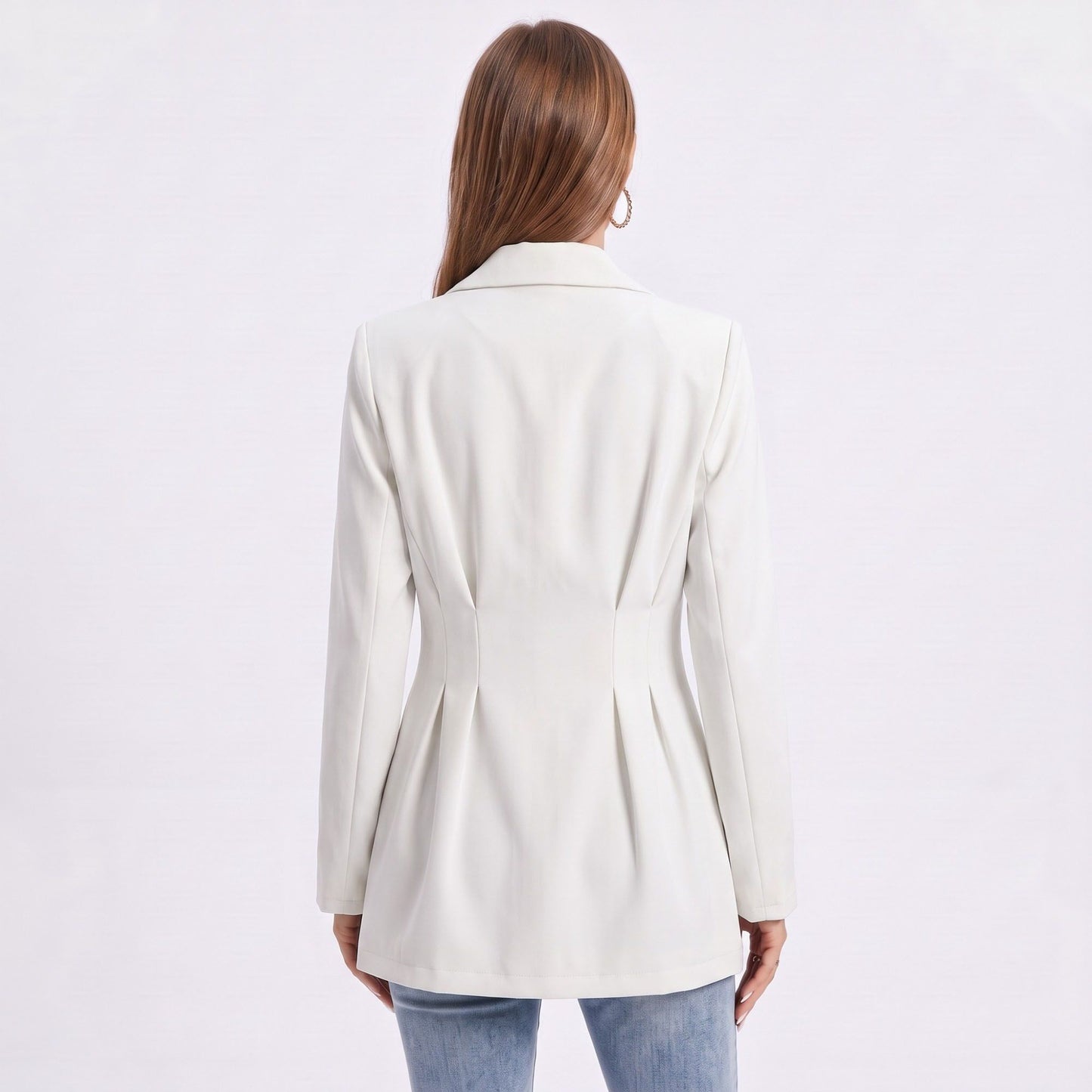 Longline Single Button Blazer with Notched Lapels