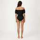Maternity Off-Shoulder Ruffle Top with High-Waisted Bottom Bikini Set