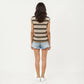 Sleeveless Striped Knit Top with Shoulder Button Detail and Relaxed Fit