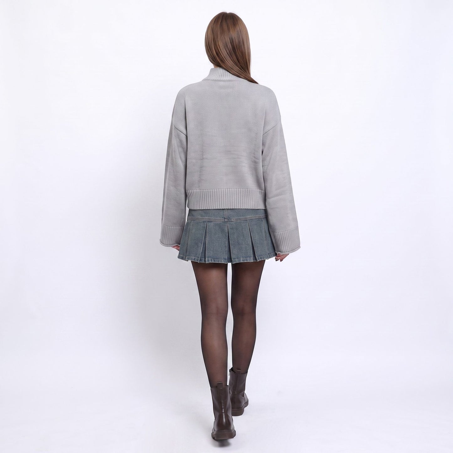 Turtleneck Bell Sleeve Relaxed Fit Knit Sweater