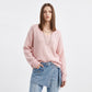 Oversized V Neck Longline Knit Pullover Sweater