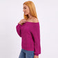 Off Shoulder Pointelle Knit Long Sleeve Sweater