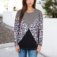 Long Sleeve Ribbed Knit Leopard Print Top with V-Cut