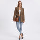 Longline Single Button Blazer with Notched Lapels