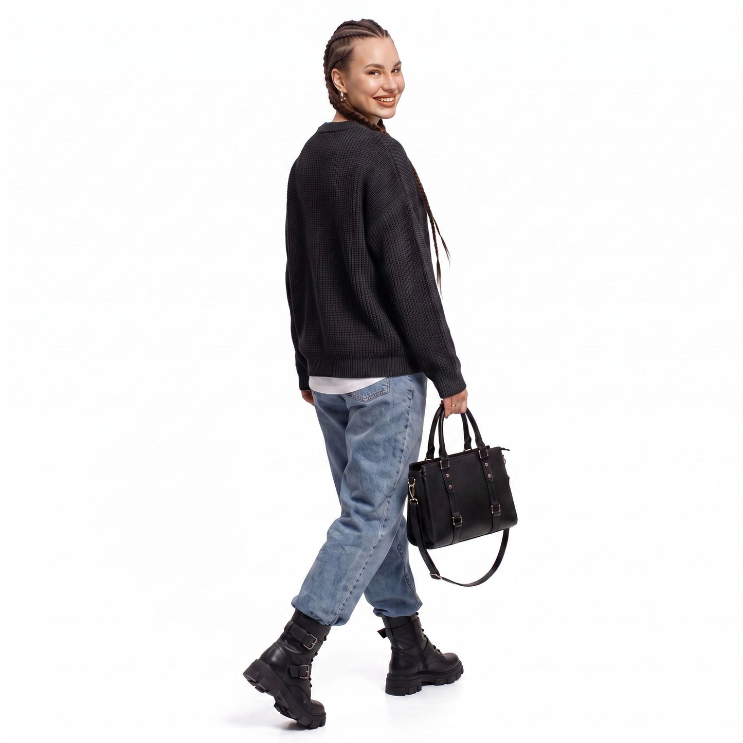 Oversized Chunky Knit Crewneck Pullover Sweater