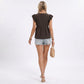 Lace Trim Flutter Sleeve Babydoll Blouse