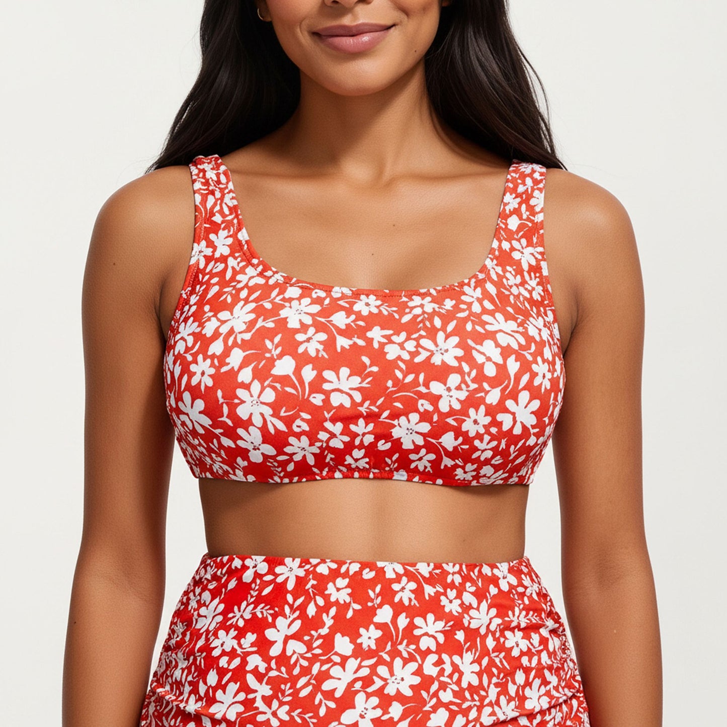 Halter Neck One-Piece Maternity Swimsuit with Starfish Detail and High Slit Skirt Cover-Up