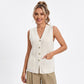 Button Front Sweater Vest V Neck Sleeveless Knit Pocket Top