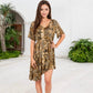 Animal Print High-Low Dress with V-Neckline