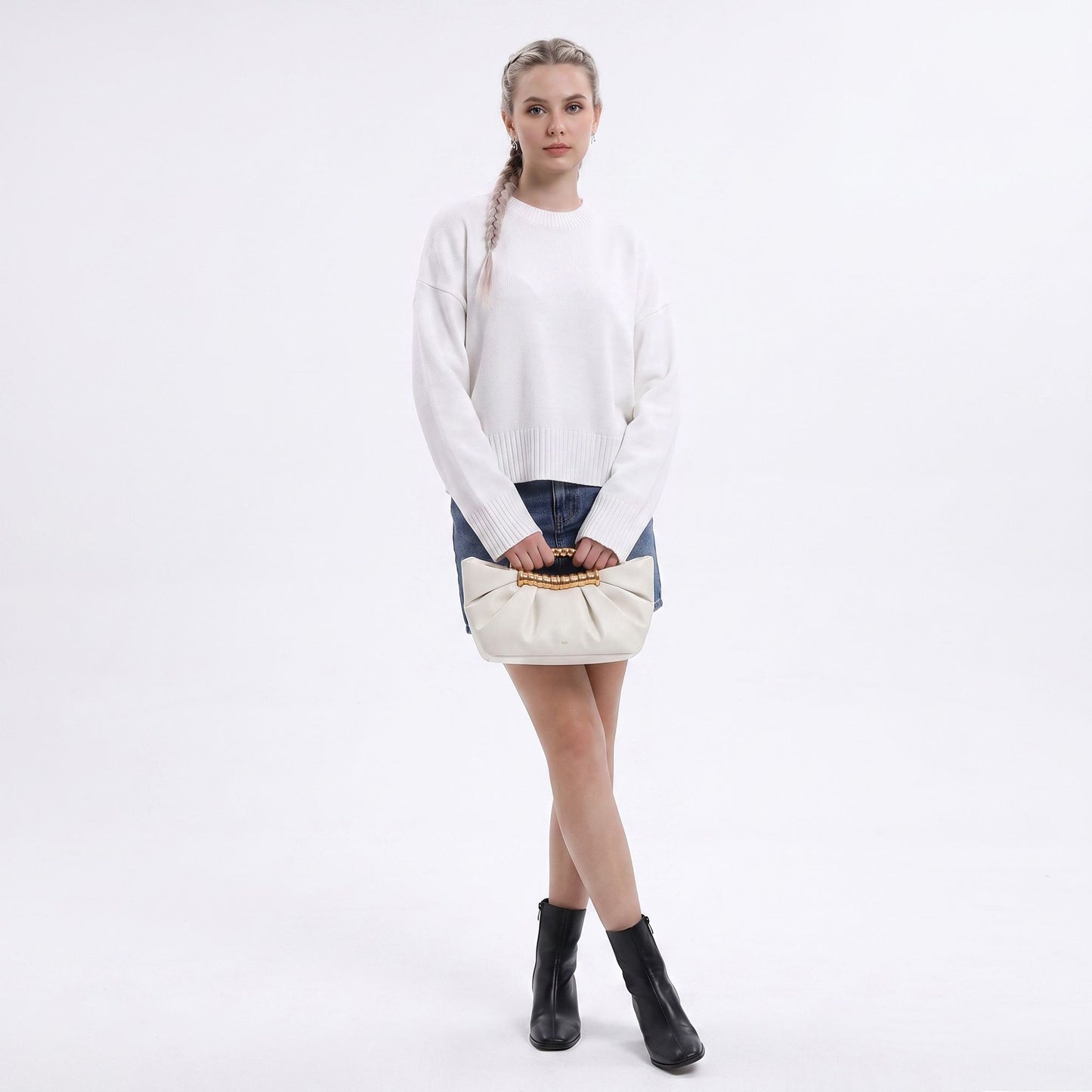 Oversized Crewneck Knit Sweater with Flared Sleeves