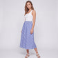 Gingham Midi Skirt with Smocked Waistband, Gathered A-Line Shape and Side Pockets