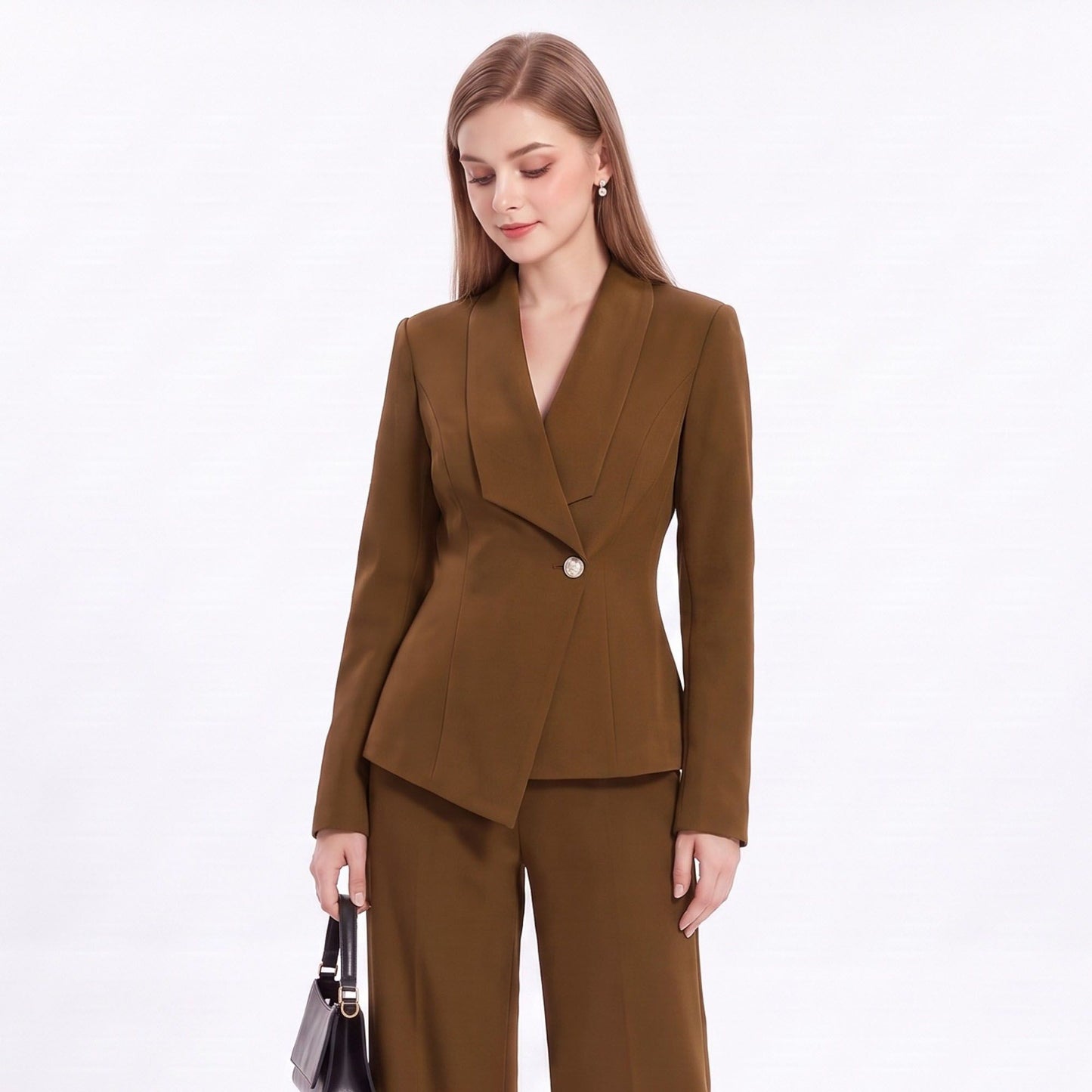 Shawl Collar Blazer and Straight Leg Pants Two Piece Suit Set