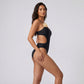 One Piece Swimsuit with Floral Applique Detail and Side Cutout Design