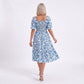 Floral Square Neck Smocked Bodice Tiered Midi Dress