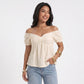 Textured Puff Sleeve Peplum Blouse