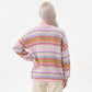 Multicolor Striped Open Front Knit Cardigan Sweater