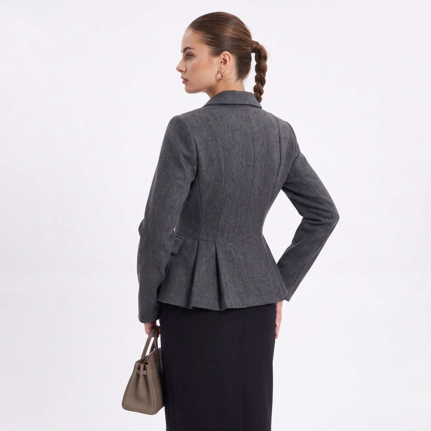 Double Breasted Peplum Blazer with Notched Lapels