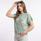 Floral Applique Short Sleeve Knit Sweater