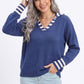 Long Sleeve Collared V Neck Knit Pullover Sweater