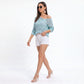 Open Stitch Knit Sweater One Shoulder Geometric Long Sleeve Top