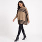 Striped Turtleneck Poncho Sweater with Pockets
