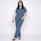 Plus Size 2-Piece Short Sleeve Button Front Pajama Top and Wide Leg Pants Sleepwear Lounge Set
