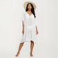 Crochet Trim Swim Cover Up Dress Loose Short Sleeve Lightweight Beach Kaftan