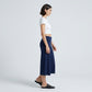 Foldover Waistband Cropped Wide-Leg Trousers