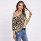 Leopard Print Cold Shoulder Turtleneck Sweater