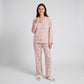 2-Piece Set Heart Print Button Front Pajama Top and Straight Leg Lounge Pants