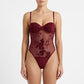 Floral Sequin Mesh Bodysuit with Underwire Cups and Adjustable Straps