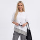 Lace Trim T-Shirt Asymmetric Hem Short Sleeve Crew Neck Top