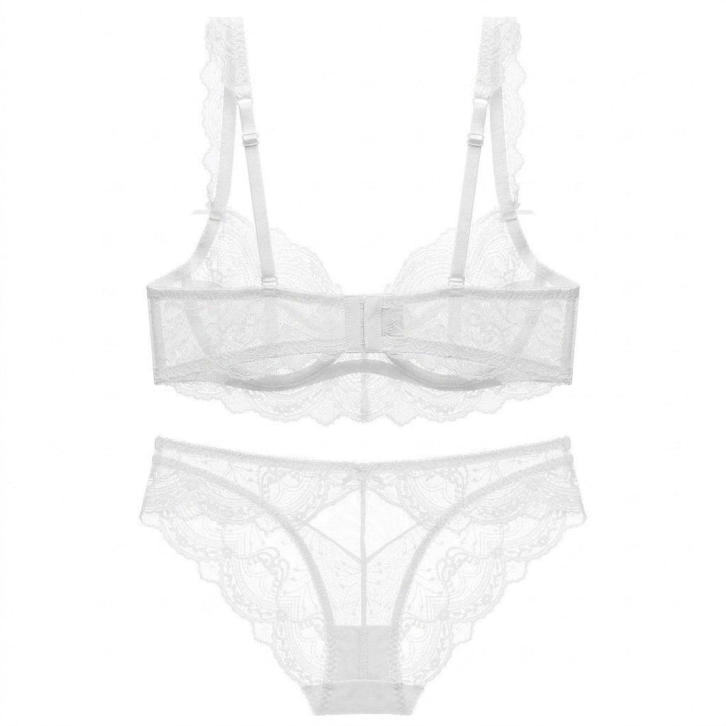 2 Piece Floral Lace Underwire Bra and Panty Lingerie Set