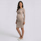 Maternity Ribbed Long Sleeve Bodycon Dress with Front Twist Detail