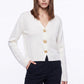 V Neck Decorative Gold Button Knit Cardigan Sweater