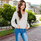 Textured Knit Sweater with Pom Pom Detailing Balloon Sleeves