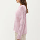 Women's Lightweight Open Knit Long Sleeve Sweater Top with Relaxed Fit and Subtle Sheer Texture