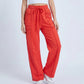 High Rise Drawstring Wide Leg Utility Pants with Patch Pockets
