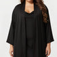 Plus Size 2-Piece Satin Nightgown Set with Long Sleeve Open Front Robe Sleeveless Slip Dress Sleepwear